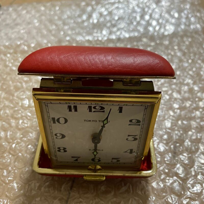 TOKYO TOKEI 東京時計 2JEWELS 赤 コンパクト 手巻き ゼンマイ 置き型 動作品