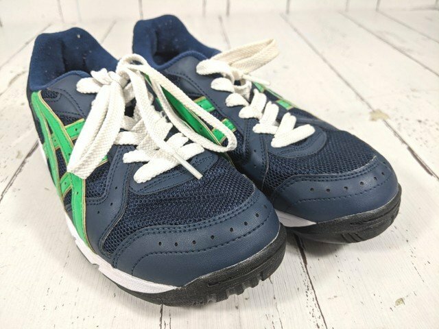 【1yt269】スクールスニーカー asics アシックス ANG820 ネイビー×グリーン サイズ：24.0㎝◆T2375