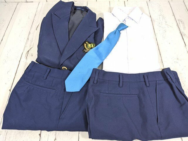 【5yt049】東京都 西巣鴨中学校 男子用学生服 制服 ブレザー+長袖シャツ+冬服・夏服ズボン+ネクタイ◆T2417