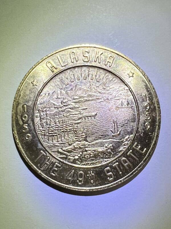 アラスカ州米国併合記念硬貨　1ドル　コイン　1959年　第49州加入記念　レトロ　ヴィンテージ