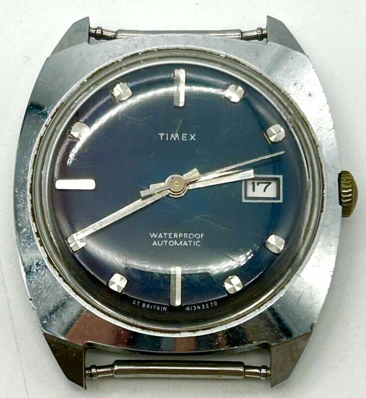 【辰】TIMEX GREAT BRITAIN製 ブルー文字盤 自動巻き 腕時計　○セイコー・カシオ・懐中時計A898