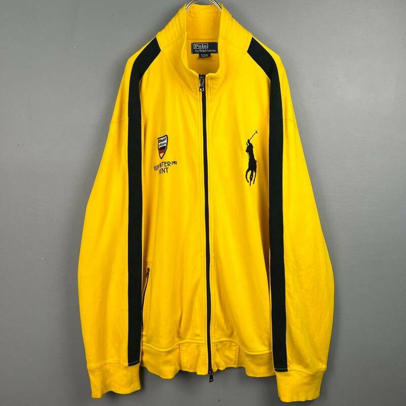 Wm750ポロバイラルフローレン トラックジャケット ジャージ ジップアップ ビッグポニー刺繍 黄×黒 メンズ XXXL 大きいサイズ