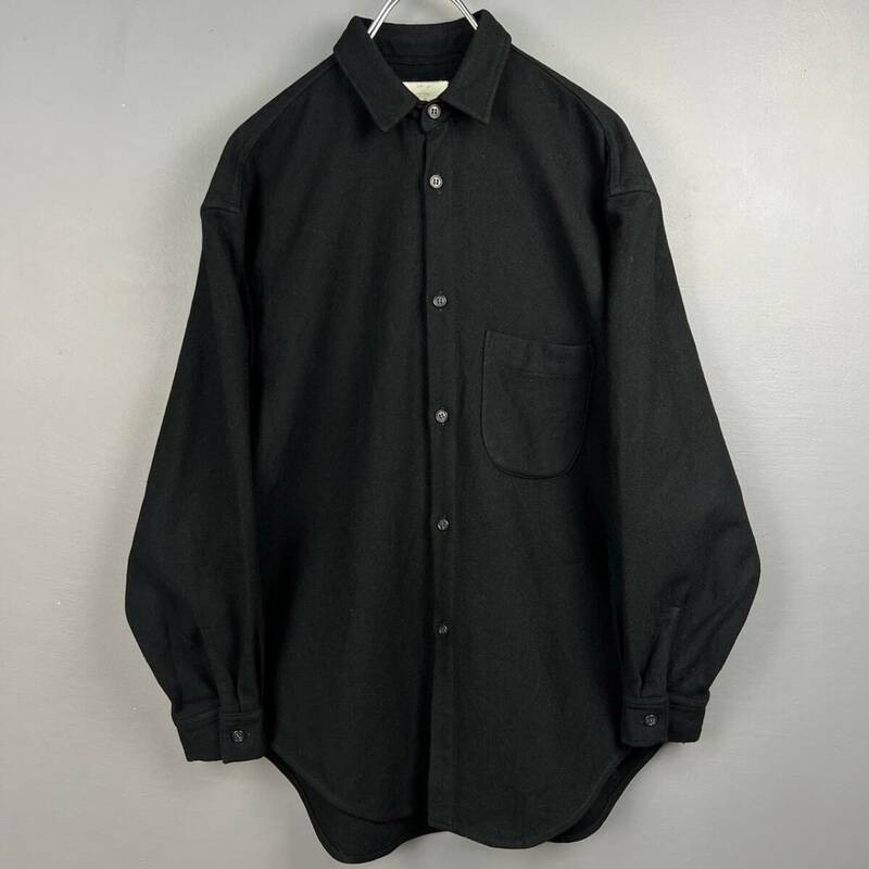 Wm754 日本製 80s 90s ヴィンテージ Y's オールド ワイズ ヨウジヤマモト 長袖 メルトンウールシャツ 黒 モード メンズ ゆったり