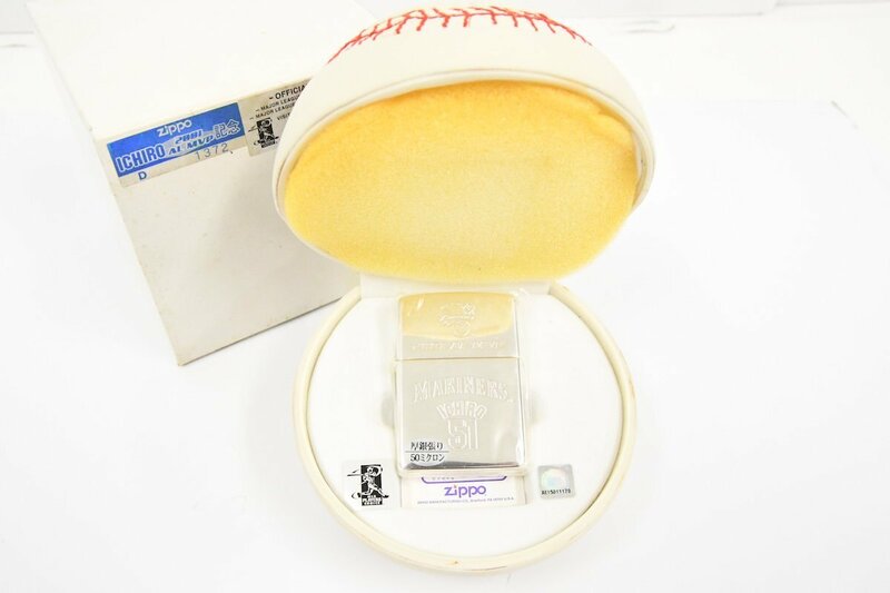 【未開封】Zippo ジッポー ICHIRO 51 MARINERS 2001 AL MVP（厚銀張り50ミクロン）箱入り オイルライター 20794817