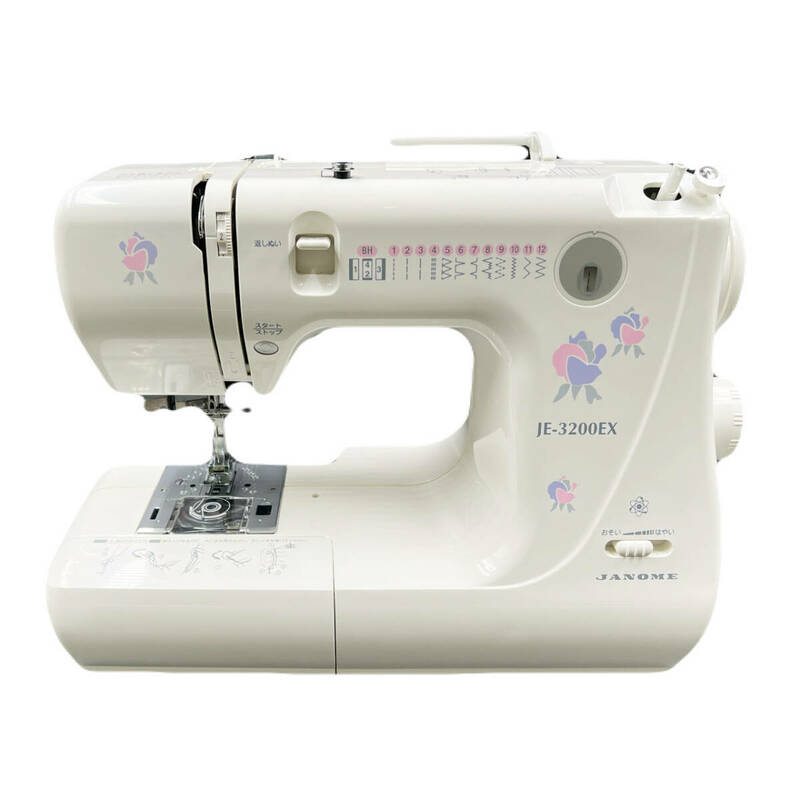美品 ジャノメ 電動ミシン JANOME JE-3200EX コンパクトミシン 裁縫 収納袋付き シンプル 手芸