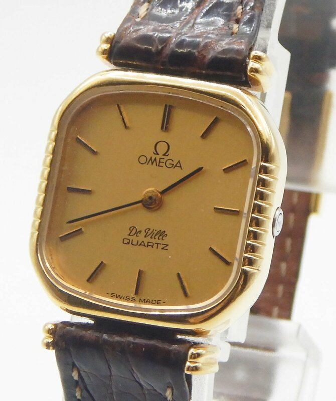 OMEGA☆De Ville オメガ デビル 1350 プッシュリューズ 電池交換済☆レディース 稼働品 クォーツ☆E0522132