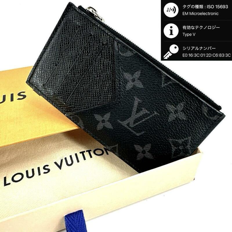 c726真贋済【ルイヴィトン】“未使用級” LOUIS VUITTON モノグラム エクリプス フラグメントケース コインパース M30271 小銭 RFID IC 黒