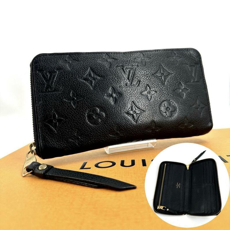 c733真贋済【ルイヴィトン】美品” LOUIS VUITTON モノグラム アンプラント ポルトフォイユ スクレット ロン ジッピーウォレット M93435 黒