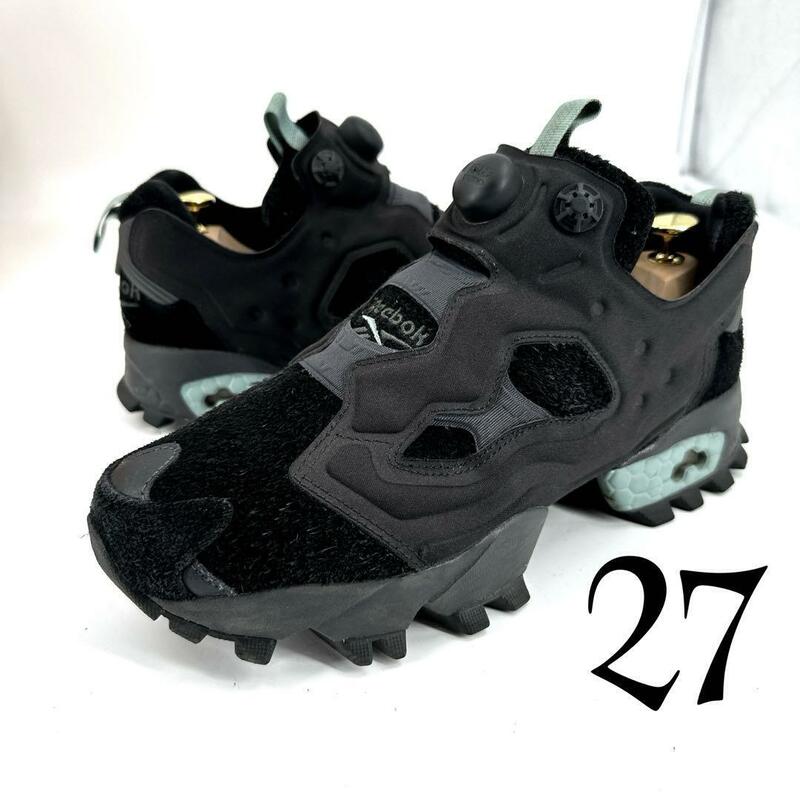 g2【リーボック】Reebok INSTA PUMP FURY TRAIL ポンプフューリー トレイル 厚底 スニーカー 靴 27cm レザー 本革 黒 EG3577 ブラック 黒