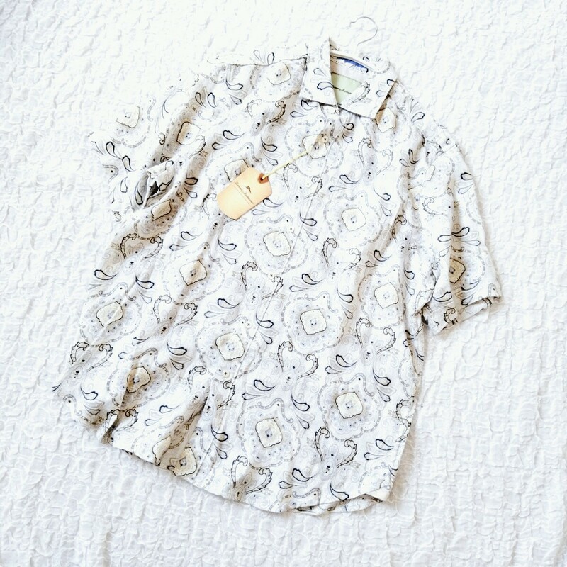 未使用*TOMMY BAHAMA トミーバハマ*リネン100%*ペイズリー柄*アロハシャツ*麻*大きいサイズ*半袖*メンズ