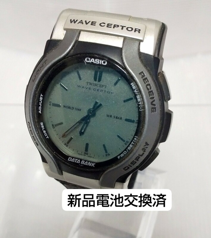 稼働品 新品電池交換済 CASIO カシオ DATA BANK データバンク 腕時計 クオーツ WVA-200 カレンダー合わせてあります ヴィンテージ 