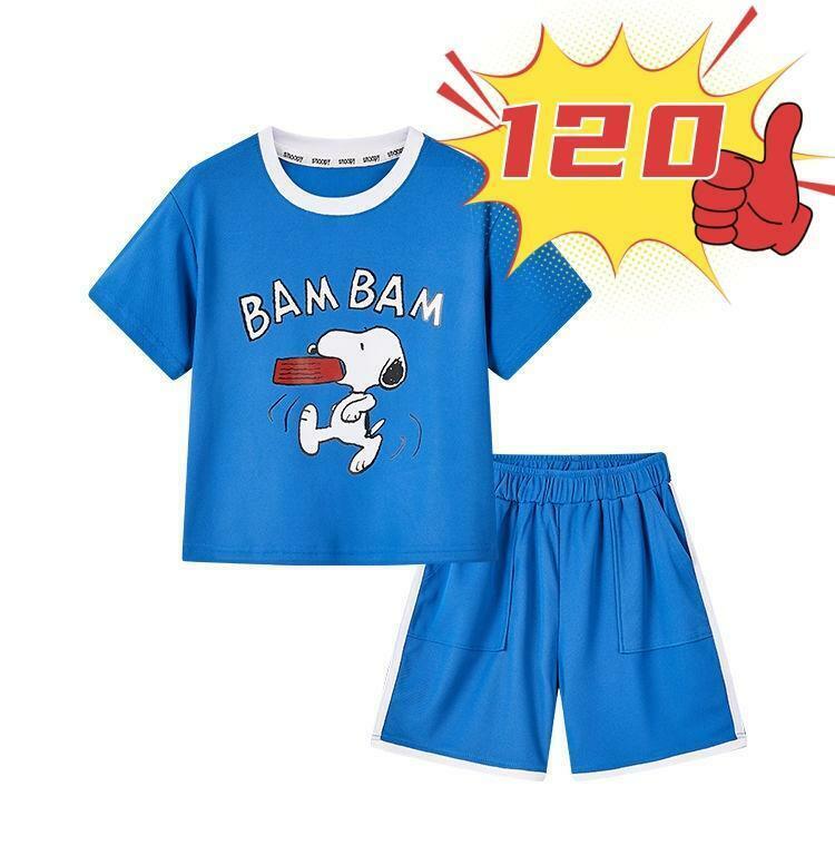 ★新入荷★スヌーピー 子供服 パジャマ 短パン 上下セット半袖 スポーツウェア 120 blue