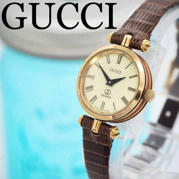 106【美品】GUCCI グッチ時計　レディース腕時計　箱付き　シェリーライン