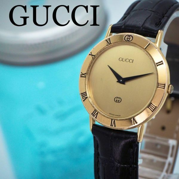 478【美品】GUCCI グッチ時計　レディース腕時計　ブラック　ゴールド