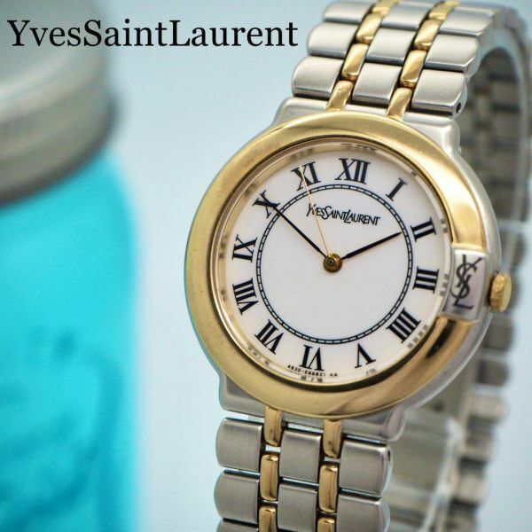 487【美品】YvesSaintLaurent メンズ腕時計 シルバー ゴールド