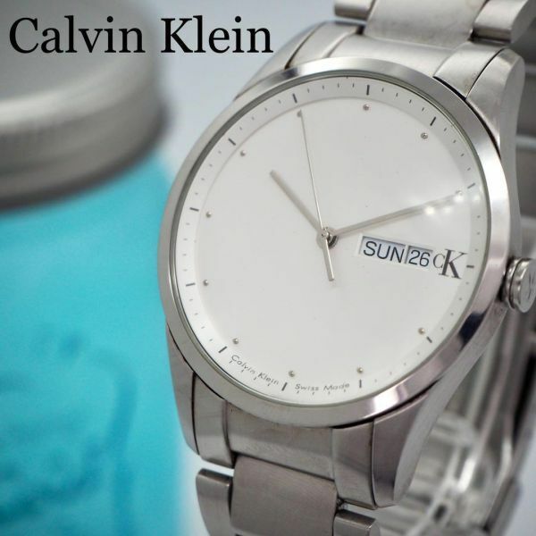 489 カルバンクライン メンズ腕時計 デイト付き シルバー ホワイト
