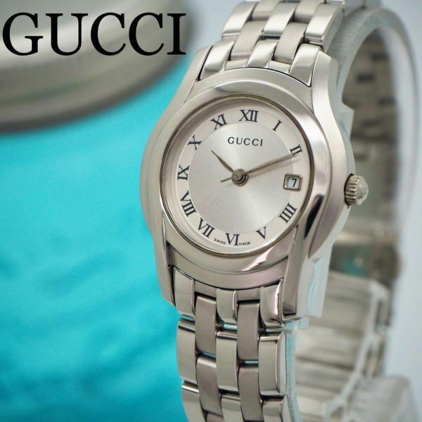 527【美品】GUCCI グッチ時計　レディース腕時計　シルバー　シンプル