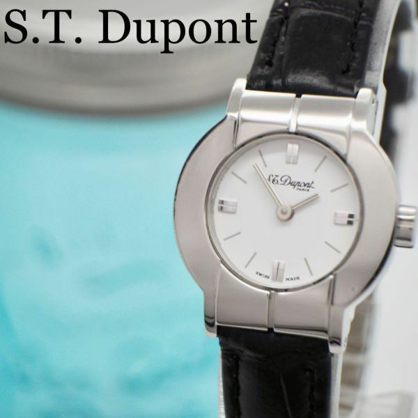 566【美品】S.T.Dupontデュポン時計　レディース腕時計　新品バンド