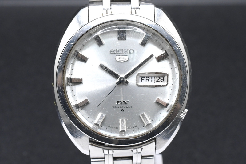 難あり SEIKO 5 DX Ref:6106-8131 セイコー ファイブ デラックス シルバー文字盤 デイデイト 腕時計