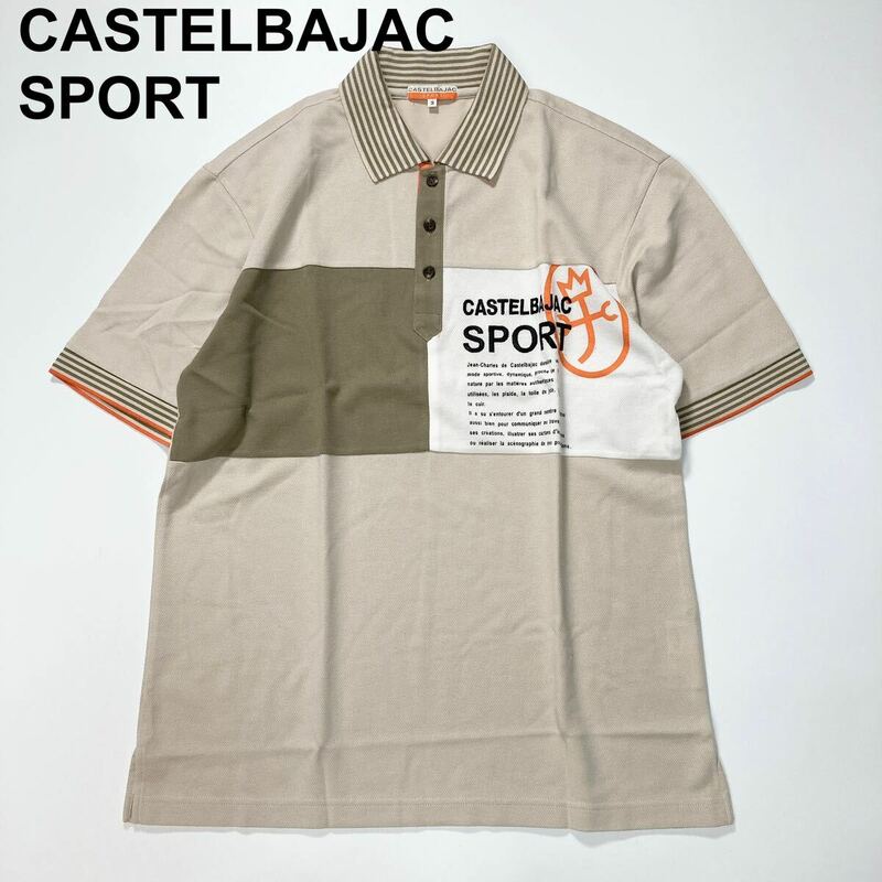 美品 CASTELBAJAC SPORT カステルバジャック 半袖 鹿の子 ポロシャツ 3 L ロゴ 刺繍 ゴルフウェア メンズ B42429-137