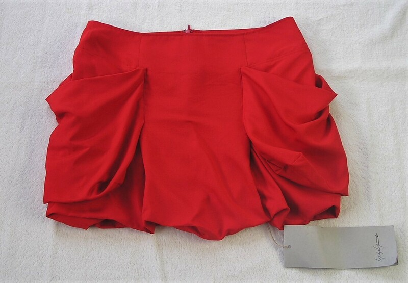 ヨウジヤマモト/Yohji Yamamoto/フワポケットタックミニスカート/赤/パンツ等と合わせて/シルク/レディース/サイズ1/サンプル品