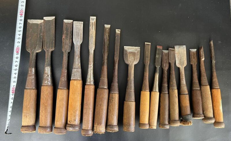 大工道具 ノミ のみ 彫刻 工具 古道具 登録　16本　中古
