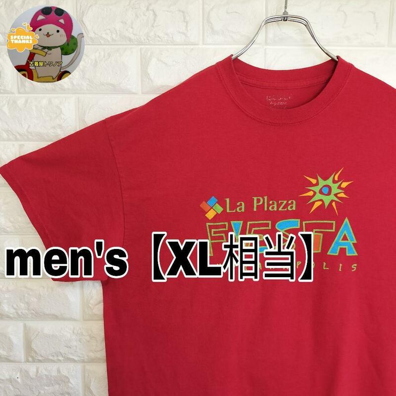 B913【メーカー不明】半袖Tシャツ【メンズXL相当】レッド