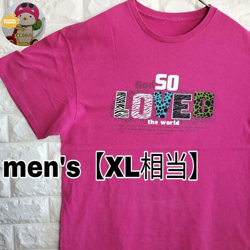 B903【メーカー不明】半袖Tシャツ【メンズXL相当】ピンク