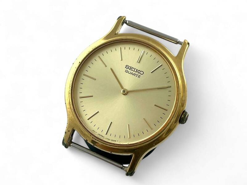 4M4S★SEIKO/セイコー★ V700-8A10 ゴールド文字盤 トップのみ メンズ腕時計 QUARTZ クォーツ