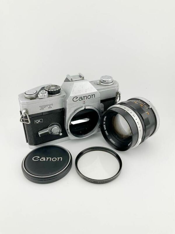 CANON キヤノン FT QL 一眼レフフィルムカメラ ボディレンズセット CANON LENS FL 50mm 1:1.4 シルバー フィルター (k5950-m8)