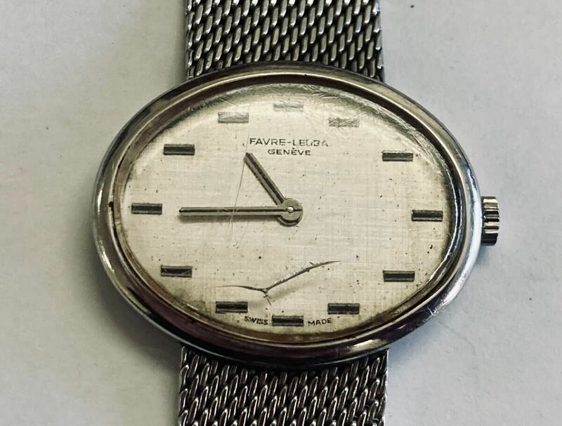 H 稼働品 FAVRE-LEUBA ファーブルルーバー 腕時計 手巻き アンティーク レトロ シルバー GRNEVE 楕円形