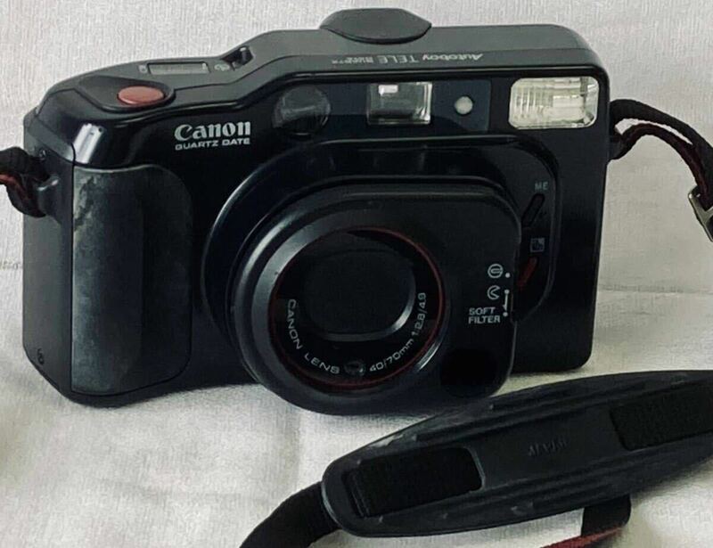B キャノン オートボーイ Canon Autoboy TELE コンパクトフィルムカメラ ブラック 動作未確認 ジャンク