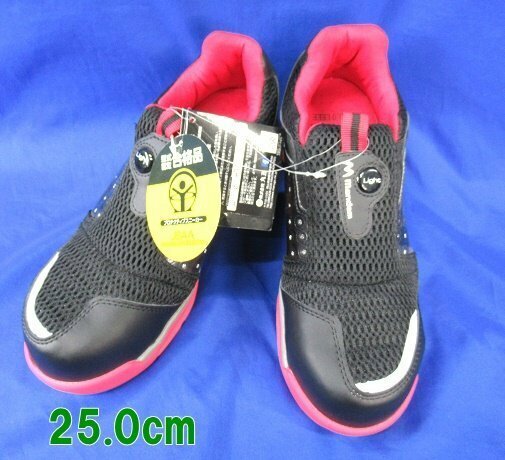未使用 MANDOM マンダム 安全靴 セーフティー 25.0cm 4E レッド/ブラック 作業靴 ＃767 箱なし