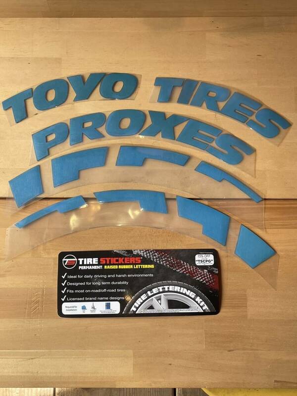 USA タイヤステッカー　正規品　TOYO TIRES PROXES ライン付き　ブルー　15インチ　16インチ用　1台分　TIRESTICKERS タイヤレター