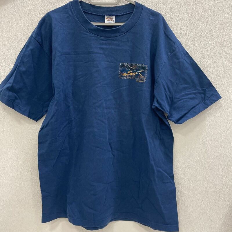 90s USA製 crazy shirts ハワイ HAWAII MAHIMAHI バックプリント Tシャツ シングルステッチ ビンテージ Lサイズ　古着