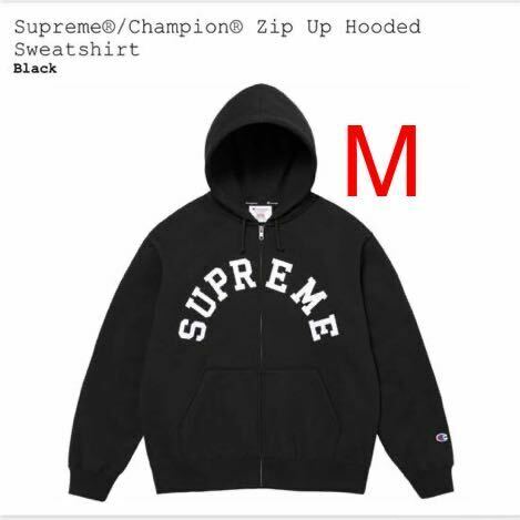 【新品】 M 24SS Supreme Champion Zip Up Hooded Sweatshirt Black シュプリーム チャンピオン フーデッド スウェットシャツ ブラック