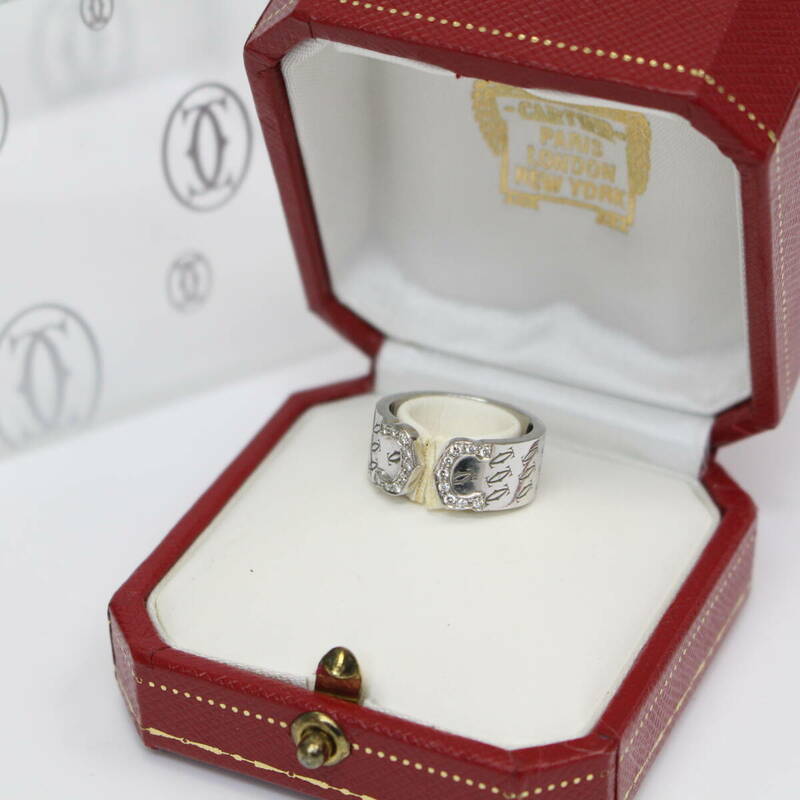 Q1406)カルティエ Cartier リング C2 2000年 クリスマス限定 ダイヤモンド K18WG 750 #49 約9号 ミレニアム記念 ホワイトゴールド 指輪 