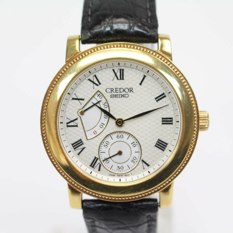 QS1403)SEIKO CREDOR セイコー クレドール パワーリザーブ K18 ゴールド GBAY996 4S79-0010 純正ベルト 手巻メンズ腕時計 