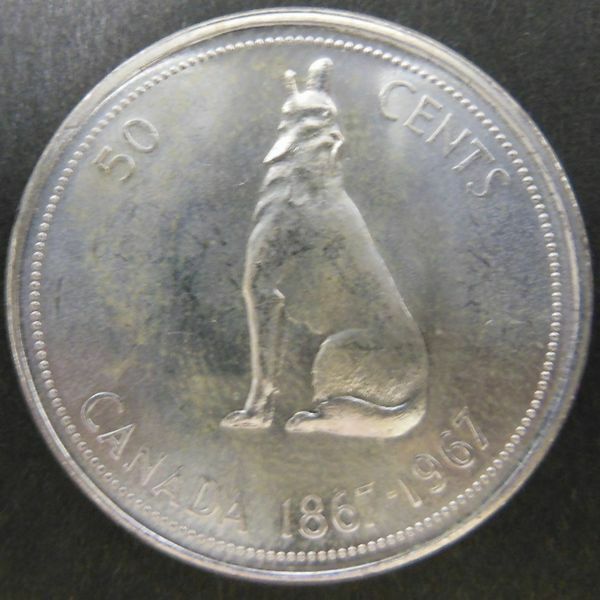 f: CANADA　50セント銀貨１枚　1867-1967　Silver 現状渡しお安くどうぞ