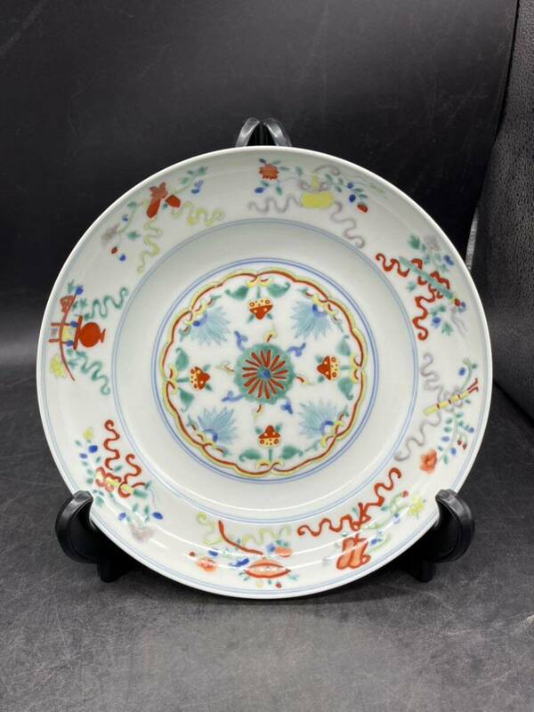 r6052421 古美術 中国美術　飾り皿　在銘 大明成化年製　色絵皿