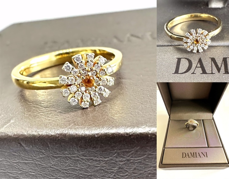 新作　DAMIANI　ダミアーニ　マルゲリータ リング　K18 YG　ダイヤモンド　シトリン　パヴェ ダイヤ　マーガレット 花束　定価32万　指輪　