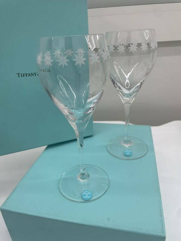 【K】TIFFANY ワイングラス グラス ティファニー 食器 ペアグラス ペア Co （4149）