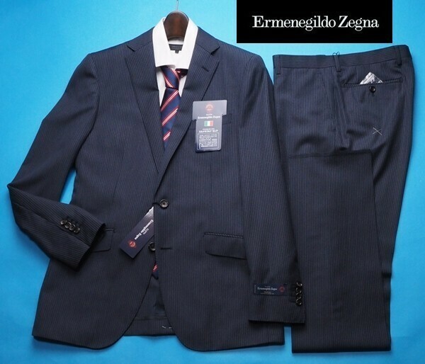 新品19.5万円 大手百貨店扱い 春夏『Ermenegildo Zegna ゼニア TROPICAL 伊製生地』ウール100% ツーパンツスーツYA6紺(C) 1511862