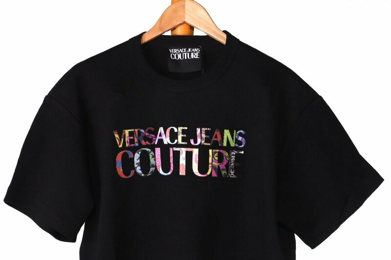 ヴェルサーチジーンズ クチュール ベルサーチ Tシャツ ブラック レインボーロゴ サイズM VERSACE JEANS COUTURE 74GAHG01 CJ01G 899 新品/3