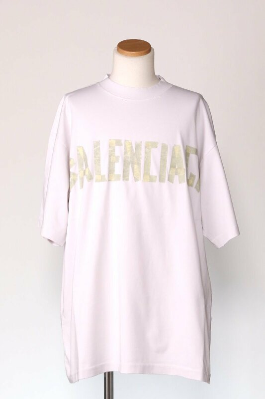 バレンシアガ テープタイプ tシャツ ミディアム フィット ホワイト(グレー) サイズ S BALENCIAGA 739784 TOVA9 9000 WH/新品