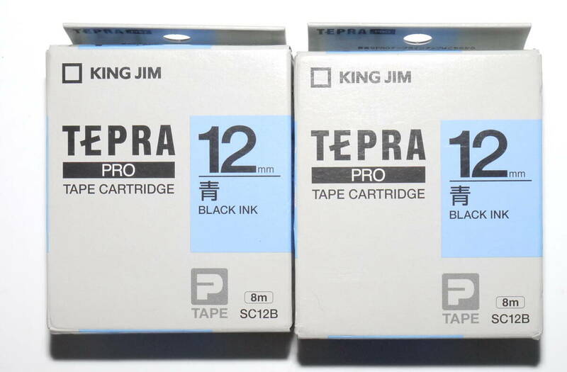 ★KING JIM TEPRA PRO TAPE CARTRIDGE 12mm 青 BLACK INK SC12B 新品未使用品★