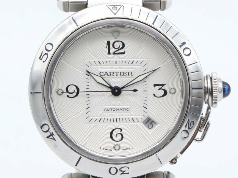 【 カルティエ CARTIER 】 腕時計 W31031H3 2379 パシャ デイト SS 裏スケ 自動巻 38mm シルバー文字盤 メンズ 新着 12439-0