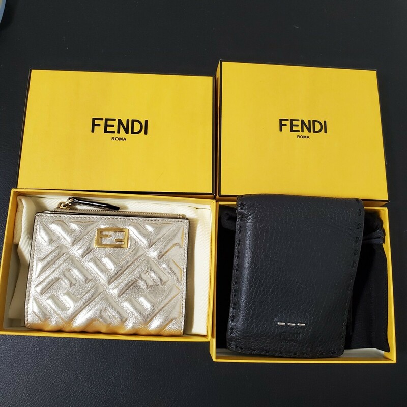 1円～FENDI フェンディ 二つ折り財布 2個セット まとめ売り 箱付き 018