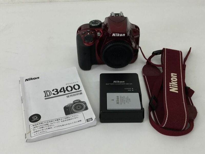 ●営ST160-60【取扱説明書付き】Nikon　ニコン　D3400　カメラボディ　バッテリー　充電器