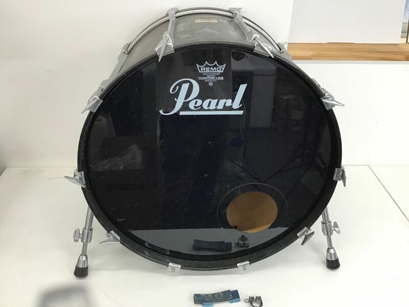●営SR279【直接引き取り限定】Pearl パール バスドラム ドラム　ブラック　REMO　打楽器　①